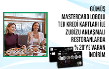 TEB Gümüş Mastercard Logolu Kredi Kartı Sahiplerine Özel Zubizu Anlaşmalı Restoranlarda %20’ye Varan İndirim